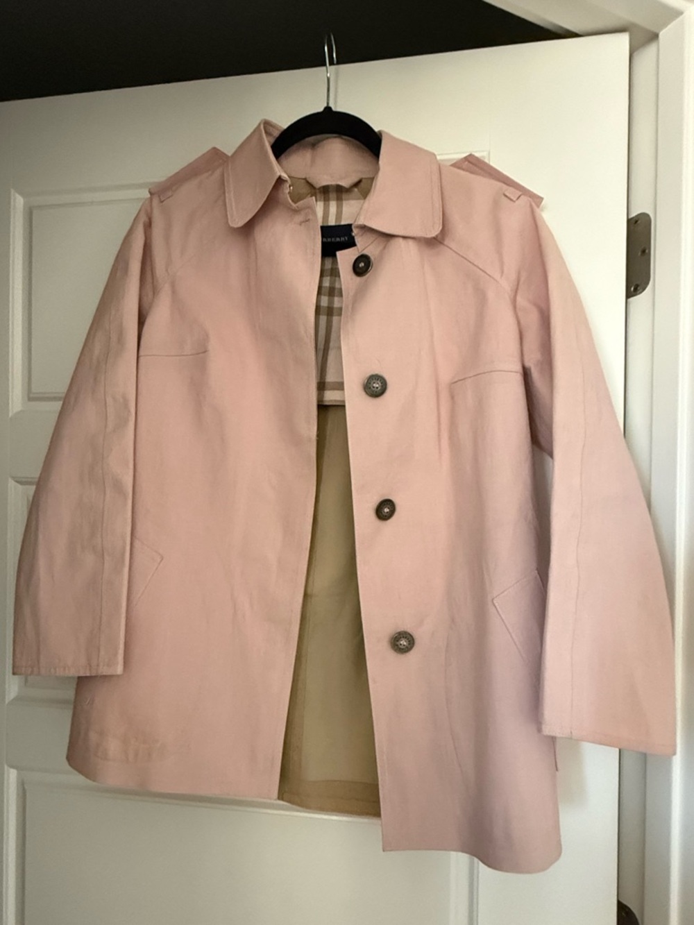 Burberry Pale Pink Single-Breasted Trench Coat - Picture 1 of 4